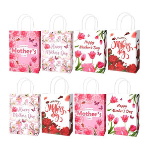 Custom Logo Printed Christmas <b>Pattern</b> Brown Kraft Long Reinforced Handles Xmas Holiday Gift Packaging <b>Paper</b> Bags - Product Image 5