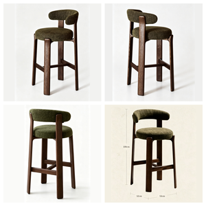<span class=keywords><strong>Tabouret</strong></span> <span class=keywords><strong>de</strong></span> <span class=keywords><strong>bar</strong></span> vintage français en bois massif, style Mid-Century Modern, dossier incurvé et rembourré, écologique, durable, <span class=keywords><strong>vert</strong></span> <span class=keywords><strong>olive</strong></span>, pour <span class=keywords><strong>bar</strong></span> à domicile ou hôtel - Product Image 3