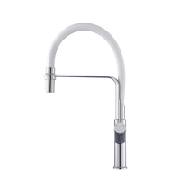 Robinet de cuisine moderne en laiton chromé, monocommande, à poser sur comptoir, avec douchette extractible trois-en-un, eau froide et chaude, valve en céramique