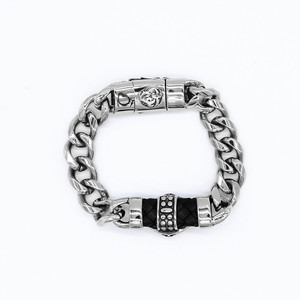 yunnique Men's <b>Titanium</b> Steel <b>Chain</b> Bracelet Flower Pattern Punk Rock Style Gift Jewelry - Product Image 2