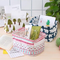 Organisateur de fournitures diverses en coton et lin, pliable, pour le bureau, boîte à maquillage, paniers de rangement pliables avec poignées