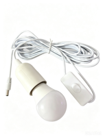 Ampoule LED A19 AC/DC 12-60V 6500K pour usage extérieur avec câble de 5M, interrupteur manuel, crochet métallique, modèle LP-DY005