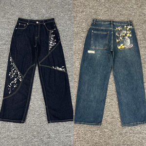 Pantalones Vaqueros DER para <span class=keywords><strong>Hombre</strong></span>, Diseño Floral Bordado de Alta Calidad 2026, Estilo <span class=keywords><strong>Roto</strong></span>, Pierna Ancha, Pantalones Vaqueros Resistentes DERSCHUTZE - Product Image 1