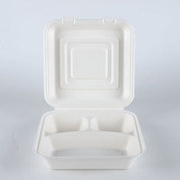 240-240-80-9*9 bols de canne à sucre et de bagasse biodégradables boîtes à lunch jetables maintenant disponibles pour le marché des EAU