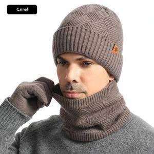 Ensemble 3 pièces personnalisé de luxe unisexe pour l'hiver : <span class=keywords><strong>bonnet</strong></span> tricoté chaud en acrylique, écharpe et gants à motifs, idéal pour les voyages - Product Image 4