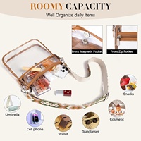 Sacs transparents pour femmes, sacs à main tendance en cuir vegan, sac à bandoulière mode avec sangle de guitare réglable