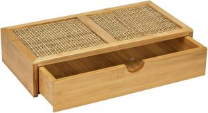 Boîte de rangement en bois pour salle de bain avec tiroir, en bambou et <span class=keywords><strong>rotin</strong></span> de haute qualité, pour ustensiles et maquillage, OEM bienvenu - Product Image 3