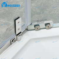 Cabine de douche Weisdon Premium en acier inoxydable avec cadre chromé, charnières et verre trempé en forme de losange