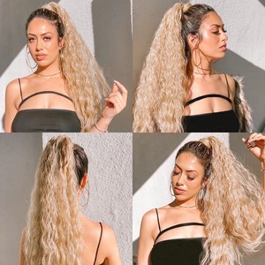 Queue de cheval longue bouclée à clipser, effet frisé, pour femmes, extensions de <span class=keywords><strong>cheveux</strong></span> synthétiques en fibre haute température, <span class=keywords><strong>postiche</strong></span> naturel, <span class=keywords><strong>cheveux</strong></span> synthétiques - Product Image 5