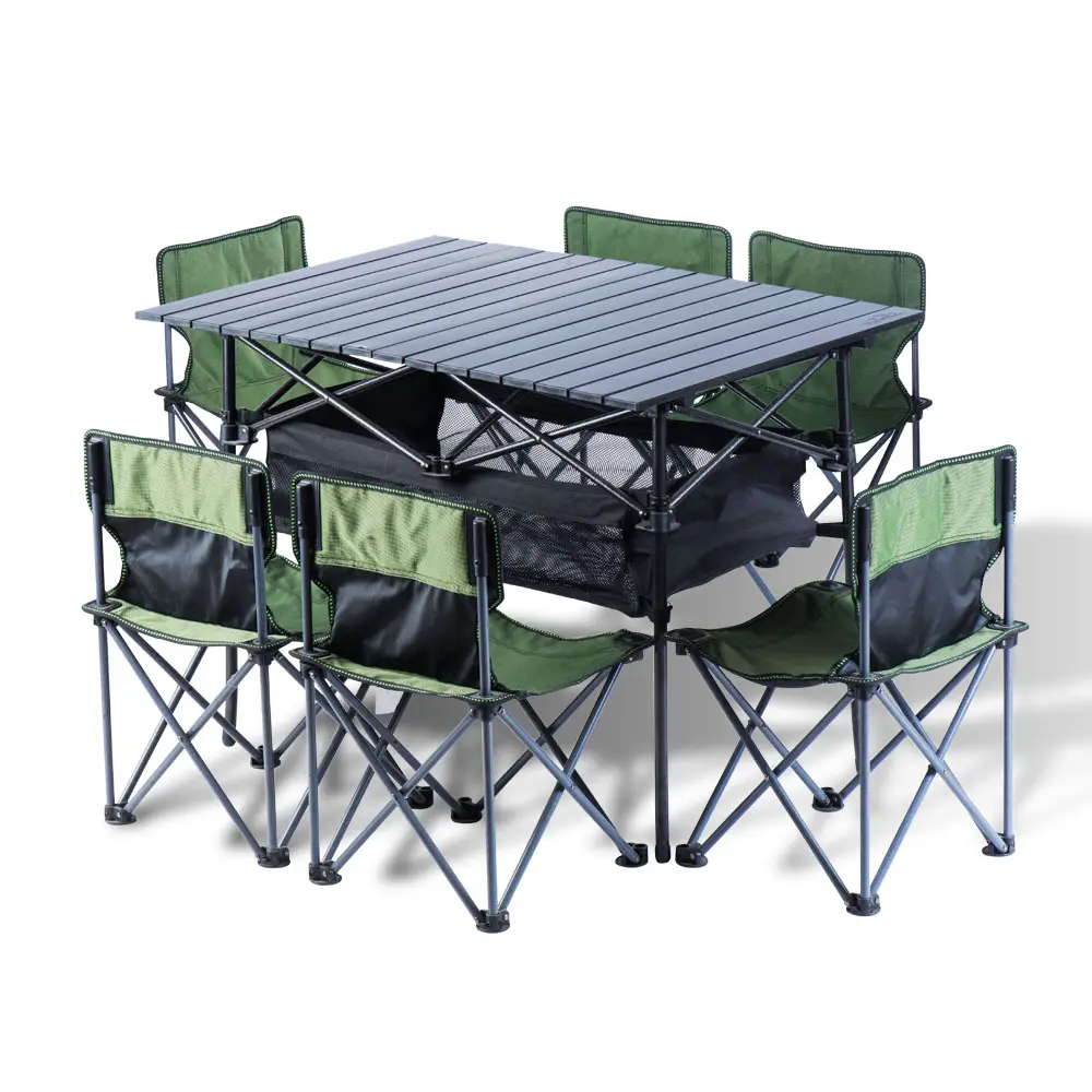 APS003 High Quality Wholesale Custom Portable Folding Camping Table 4-6 Persons Chairs Set