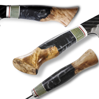 Couteau Santoku SHANGDAO 7,5 pouces, couteau de chef professionnel, manche en résine, 67 couches de damas, avec étui en cuir, ensemble de couteaux de cuisine