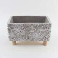 Vente en gros de jardinière bonsaï en ciment durable avec pieds en pot pour planter des plantes à fleurs cactus et herbes pour le jardin