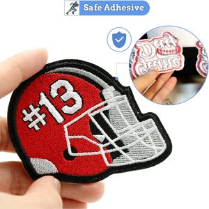 Ensemble de patchs Game Day, 6 pièces, appliques brodées à repasser pour vêtements, rouge et blanc - Product Image 6