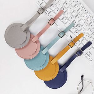Colorful Waterproof Round Custom Baggage <b>Name</b> <b>Tags</b> Durable PU Leather Luggage <b>Tags</b> with Address Label for Travel Accessories - Product Image 1