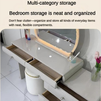 Coiffeuse moderne éco-responsable la plus vendue avec 3 tiroirs, miroir éclairé, pour maison, chambre, hôtel, petit appartement