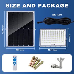 Low Price Aluminum Housing IP65 Outdoor Led Solar Flood <b>Lamp</b> 60-200 Watt LiFePO4 Battery Time <b>Remote</b> <b>Control</b> Bridgelux SMD - Product Image 4