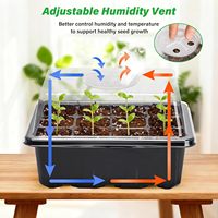 Plateau de semis portable et durable à 12 cellules avec dôme d'humidité et couvercles réglables en plastique pour serre intérieure