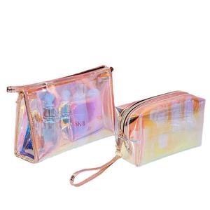 Women's New Waterproof PVC for Toiletry <b>Bag</b> Large Capacity Convenient <b>Makeup</b> Storage <b>Transparent</b> Simple Stylish Logo Pattern - Product Image 1