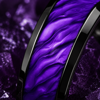 Bague unisexe JLM OEM en acier inoxydable électroplaqué noir, style vintage violet, idéale pour fiançailles, cadeaux, fêtes et mariages, ajustement confortable