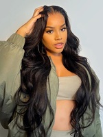 Perruque Body Wave HD Transparente Sans Colle avec Dentelle Frontale, 100% Cheveux Humains Brésiliens Remy, Densité 250%, Avec Baby Hair, Nœuds Blanchis, Noire