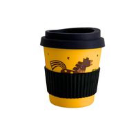 12oz Gelas Kartun Lucu Gelas Serat Bambu Ramah Lingkungan Dapat Digunakan Kembali Desain Kustom Anak-anak Pelajar Kedai Kopi Acara