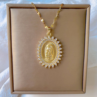 Nouveautés Vente en Gros Collier Pendentif Religieux Personnalisé Vierge Marie Plaqué Or Vintage Classique Spirituel