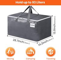 Grands bacs de rangement robustes, économiseurs d'espace, fournitures de déménagement avec fermetures éclair, poignées, couvercles, boîtes et bacs de rangement de 93 L