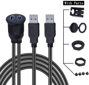 Tableau de bord personnalisé pour voiture, rond, carré, 1M, noir, double USB 3.0, encastrable dans le dos, pour tableau de bord, câble USB 3.0, vente en gros, livraison gratuite - Product Image 2