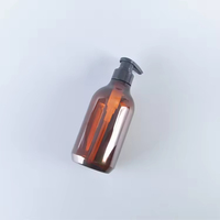 Bouteilles rondes en plastique PET marron 500 ml avec pulvérisateur à pompe couleur OEM pour conteneur de savon liquide