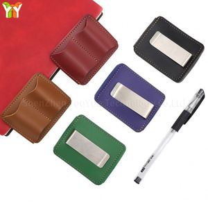 Porte-stylo en cuir PU pour carnets, attache stylo avec clip métallique, organiseur de crayons rétro - Product Image 2
