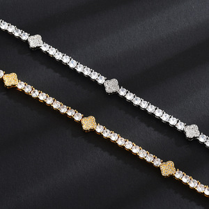 Tennis <b>Bracelet</b> Full Diamond Four Leaf Clover 18K Gold Plated <b>Copper</b> Alloy Jewelry Gift Fashion <b>Bracelet</b> - Product Image 3
