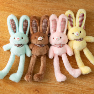 Portachiavi Peluche Coniglio Colorato con Orecchie a Tirante, Gambe Lunghe, Orecchie Tattili, Charm per Borsa - Product Image 3