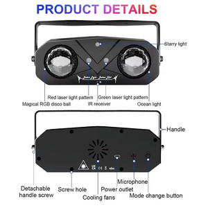 Proyector de Luz LED para Fiestas, Bola de Discoteca, Activación por Sonido, RGB Multicolor, Efectos de Estrellas Oceánicas, Compatible con Hogar Inteligente - Product Image 2