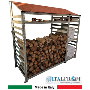 Capanno Modulare in Acciaio Zincato Italfrom con Staffe a Parete, 4 Ripiani di Stoccaggio, Modulo Iniziale cm L248 (M1=90) - Product Image 3