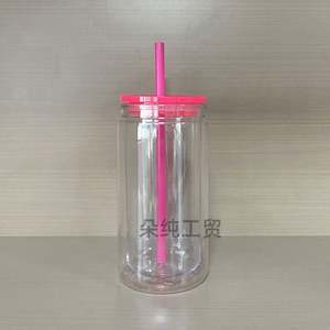 Offre Spéciale – Pot en Verre Transparent à Double Paroi de 16 oz pour Sublimation, avec Revêtement UV, Effet Boule à Neige, et Bouchon Pré-percé, Couvercles Colorés - Product Image 6