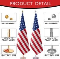 Drapeau personnalisé sur pied pour intérieur 3x5 pieds, vente en gros d'usine, base argentée, pour salle de conférence