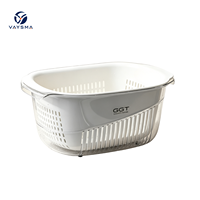 Panier de drainage pour fruits et légumes de haute qualité, grande taille, en plastique résistant aux chutes, double couche d'épaisseur, pour la cuisine