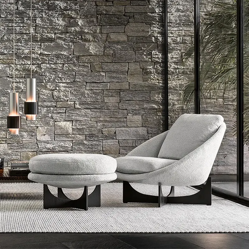 Ontwerp Nordic Luxe Laptop Rest Hotel Accent Lounge Stoel Stof Ronde Enkele Bezoeker Wachtende Fauteuil Woonkamer Stoelen