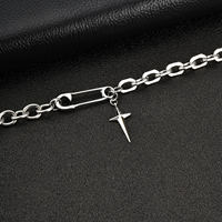 Collier pendentif croix en acier inoxydable pour homme, chaîne maillons marin géométrique, bijoux religieux minimalistes pour hommes