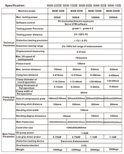 WAW Mikrocomputergesteuerte Elektrohydraulische Servo-Universalprüfmaschine für Materialprüfungen bei Zug-, Druck- und Biegebelastung - Product Image 4
