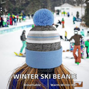 Bonnet de ski unisexe 100 % acrylique, chaud pour l'hiver, tricoté sur mesure, respirant, imperméable, avec broderie 3D, idéal pour les voyages - Product Image 2