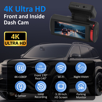 M8 3.16 Inci 4K 1080P HD Kamera Ganda Dash Cam Mini 2CH Kamera Mobil DVR Penglihatan Malam Monitor Parkir WIFI GPS