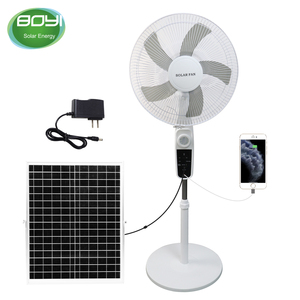 Ventilador de panel solar con luz LED de control remoto con batería de carga CA CC para aplicaciones domésticas o exteriores y automóviles - Product Image 2