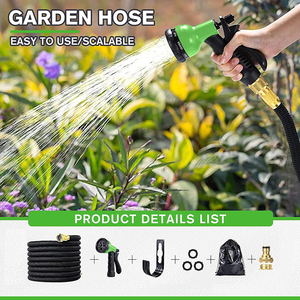 고성능 확장형 정원 호스 8가지 기능 노즐 내구성 알루미늄 금속 라텍스 고무 폴리 커넥터 CNS 표준 - Product Image 6