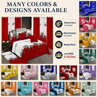 Ensemble de literie floral 13 pièces avec rideaux, drap-housse, taies d'oreiller et tapis assorti, taille King Size, directement de l'usine