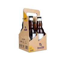 Paquete de Cuatro Portadores de Cartón Corrugado Ecológicos Personalizados para Botellas de Cerveza Artesanal, Whisky, Vodka, Bebidas Energéticas y Refrescos