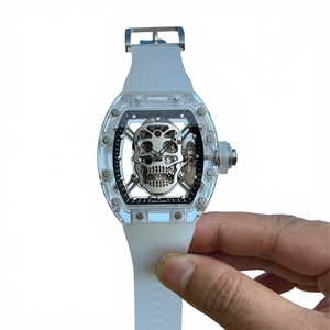 Nouvelle montre mécanique de luxe de haute qualité, étanche, mouvement automatique, design tête de mort, boîtier transparent - Product Image 1