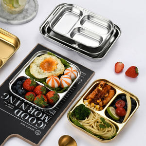 304 Edelstahl 2 <span class=keywords><strong>3</strong></span>-fach geteilte Snack platte Kleines Essens tablett für Kinder Schul büro Mahlzeit Servieren - Product Image 5