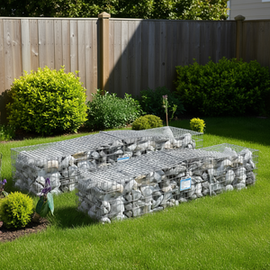 Juego de 2 cestas de gaviones grandes de hierro galvanizado plateado para decoración de jardín exterior - Product Image 2