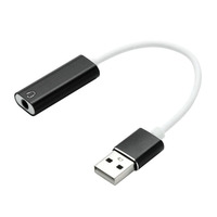 Adaptateur audio stéréo USB, carte son pour haut-parleur et casque 3,5 mm, noir
